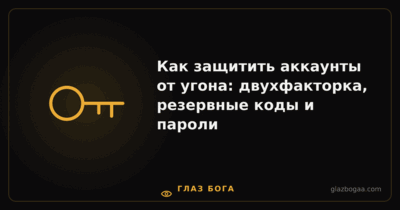 Глаз Бога — Как защитить аккаунты от угона: двухфакторка, резервные коды и пароли